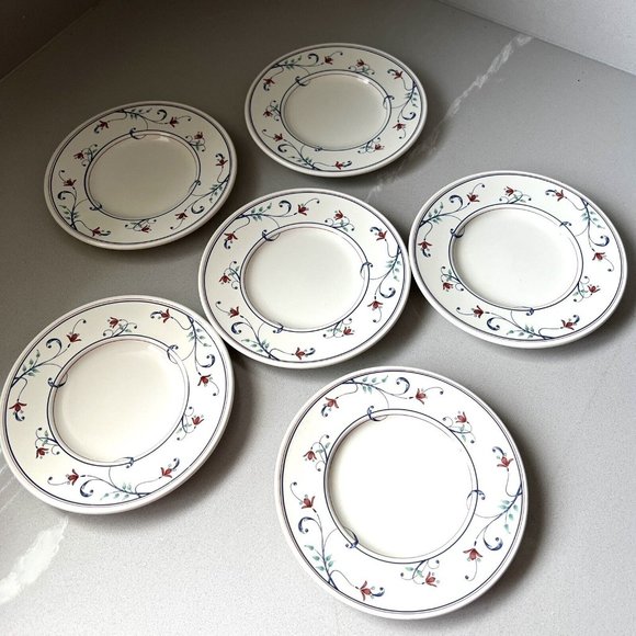 Mikasa Annette Intaglio Lot of 6 Dessert Plates Pot Made In Japan Floral White - Picture 3 of 5